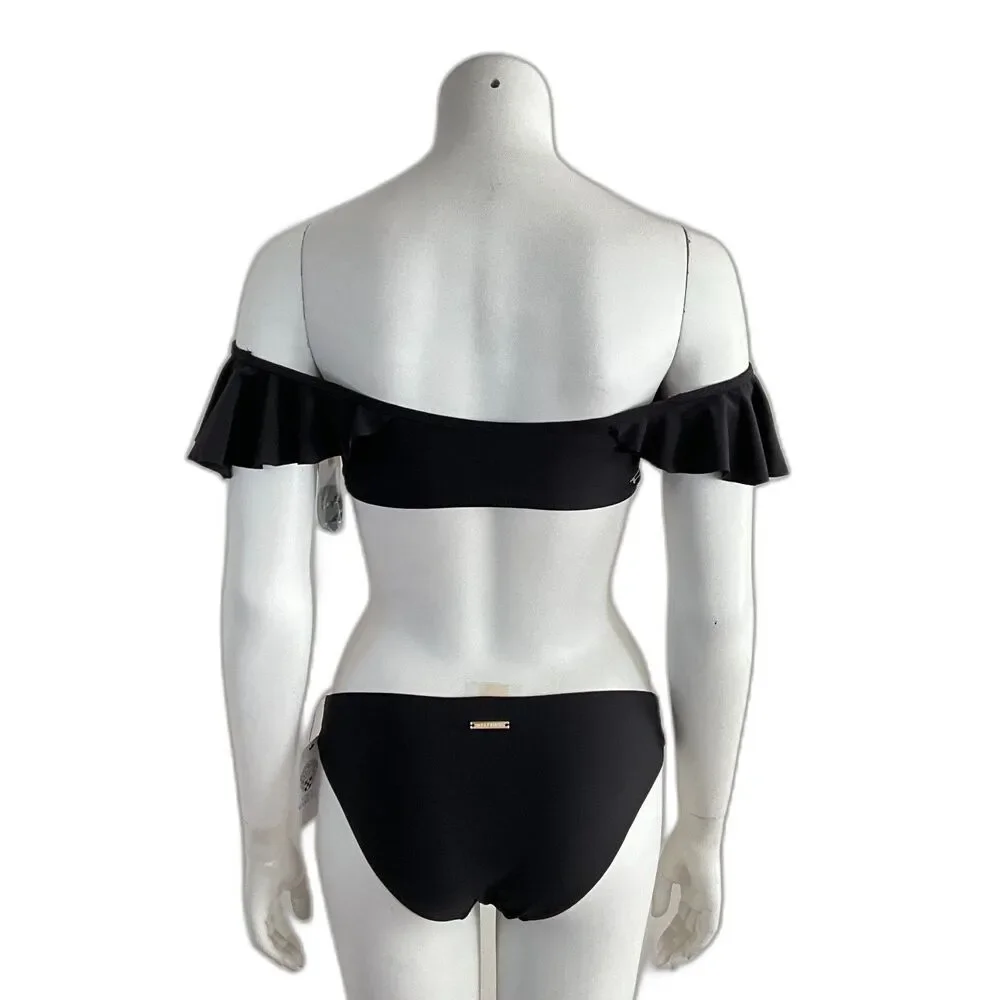 Vince Camuto 2 Piece Ruffle Bandeau Bikini Off Shoulder Swimsuit XS